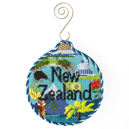 Travel Round - New Zealand with Stitch Guide Painted Canvas Kirk & Bradley 