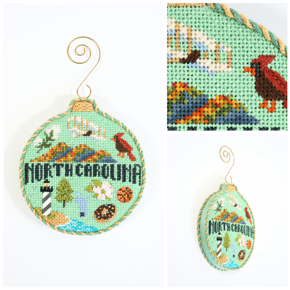 Travel Round   North Carolina with Stitch Guide & Online Class Printed Canvas Kirk & Bradley  - 3