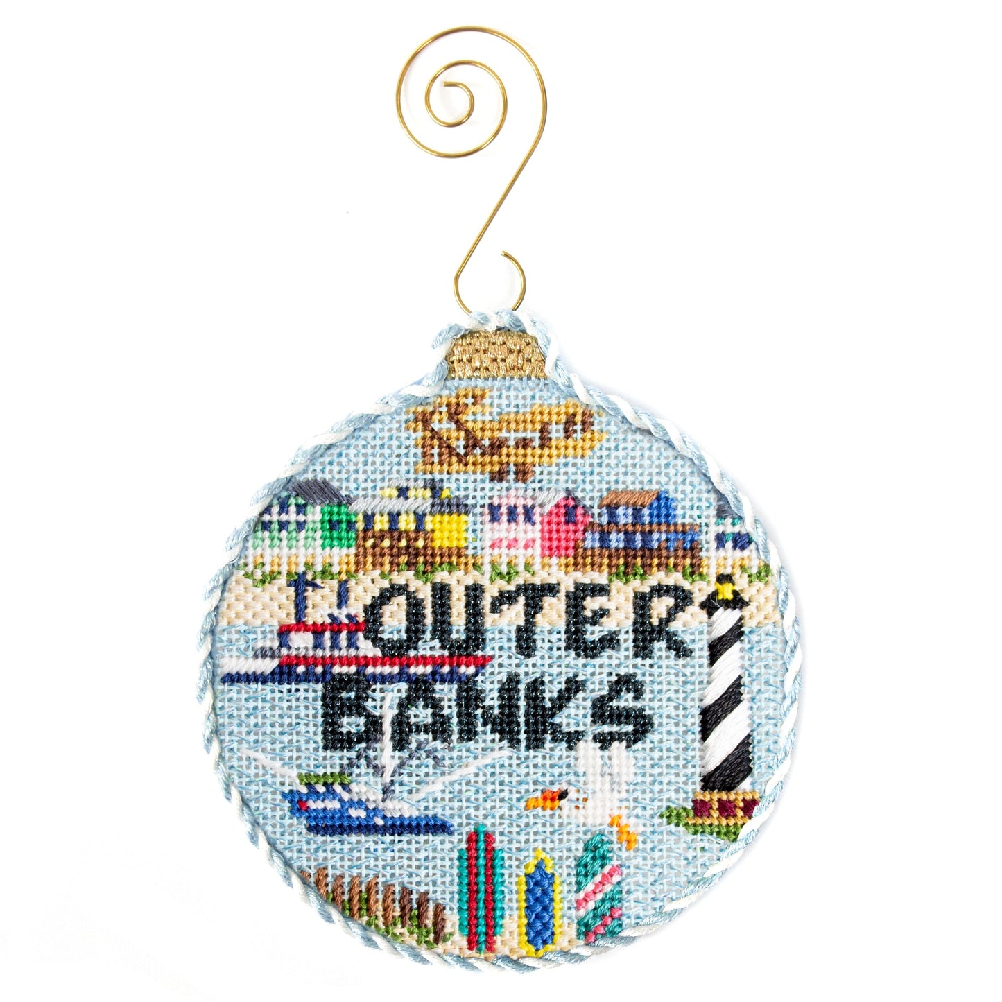 Travel Round - Outer Banks with Stitch Guide Painted Canvas Kirk & Bradley 
