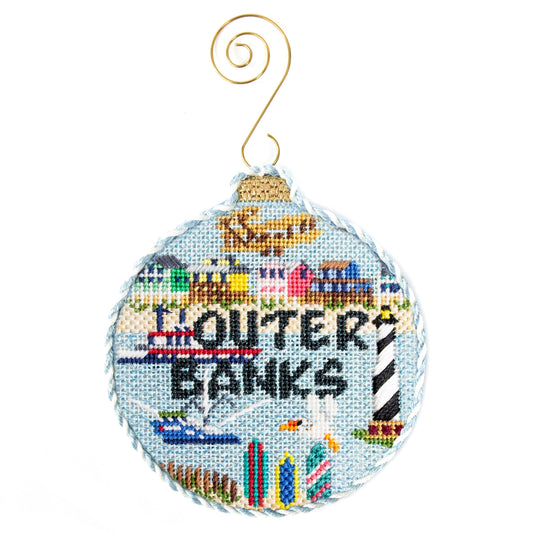 Travel Round - Outer Banks with Stitch Guide Painted Canvas Kirk & Bradley 