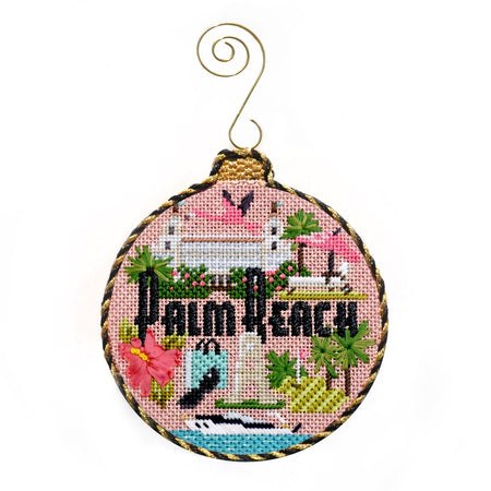 Travel Round - Palm Beach with Stitch Guide Painted Canvas Kirk & Bradley 