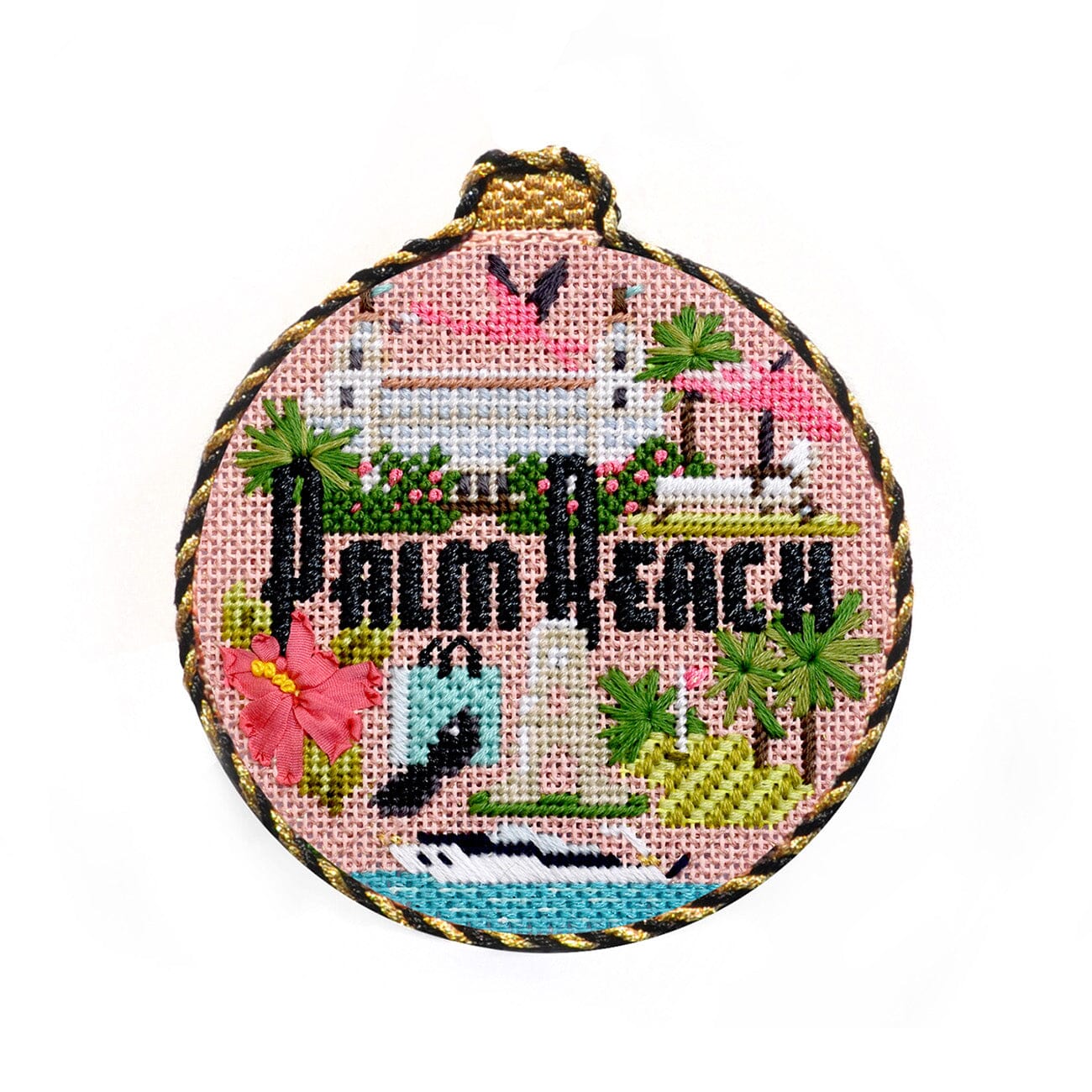 Travel Round   Palm Beach with Stitch Guide Printed Canvas Kirk & Bradley  - 2