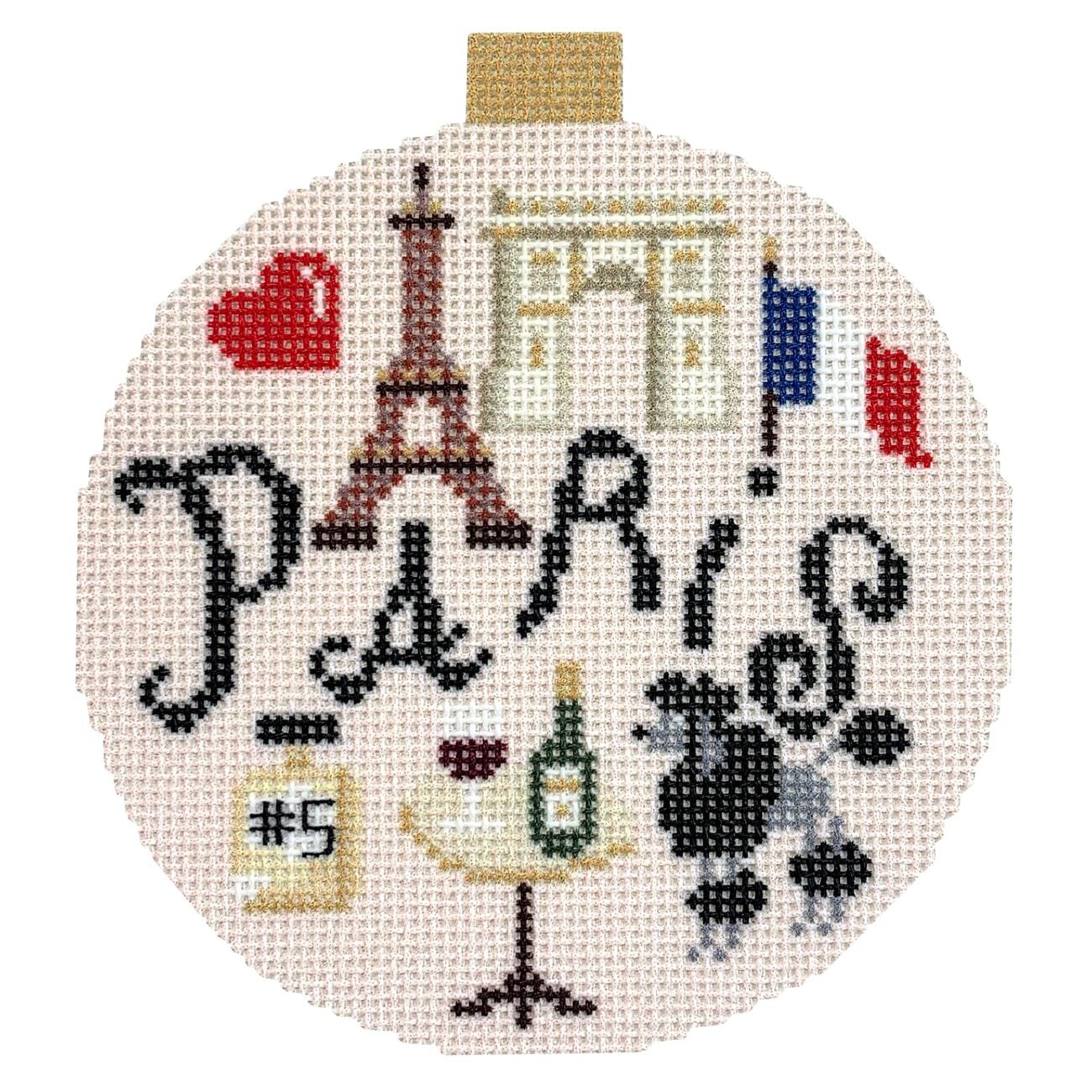 Travel Round   Paris with Stitch Guide Painted Canvas Kirk & Bradley  - 2