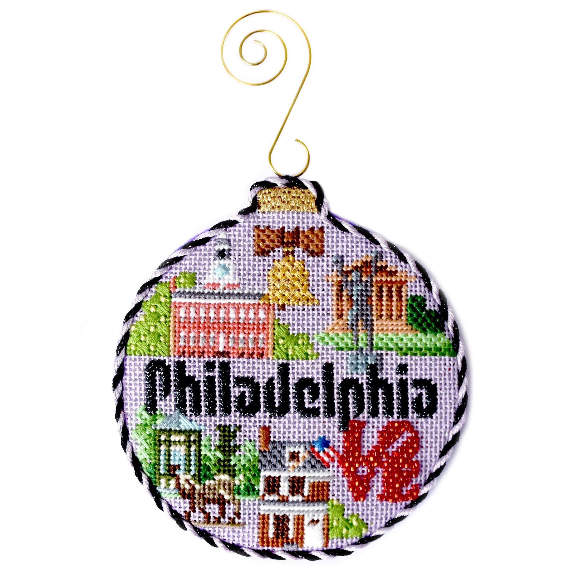 Travel Round - Philadelphia with Stitch Guide Painted Canvas Kirk & Bradley 