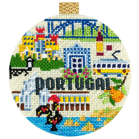 Travel Round - Portugal with Stitch Guide Painted Canvas Kirk & Bradley 