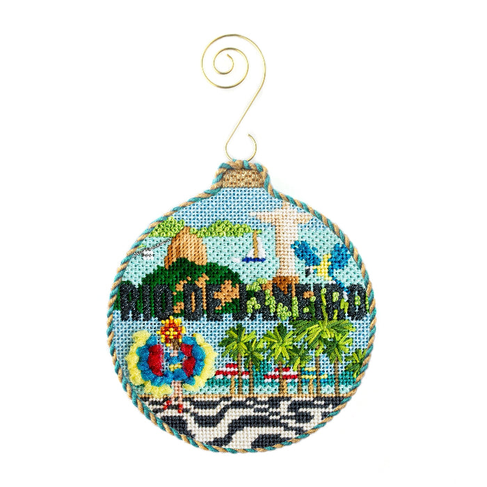 Travel Round   Rio De Janeiro with Stitch Guide Painted Canvas Kirk & Bradley 
