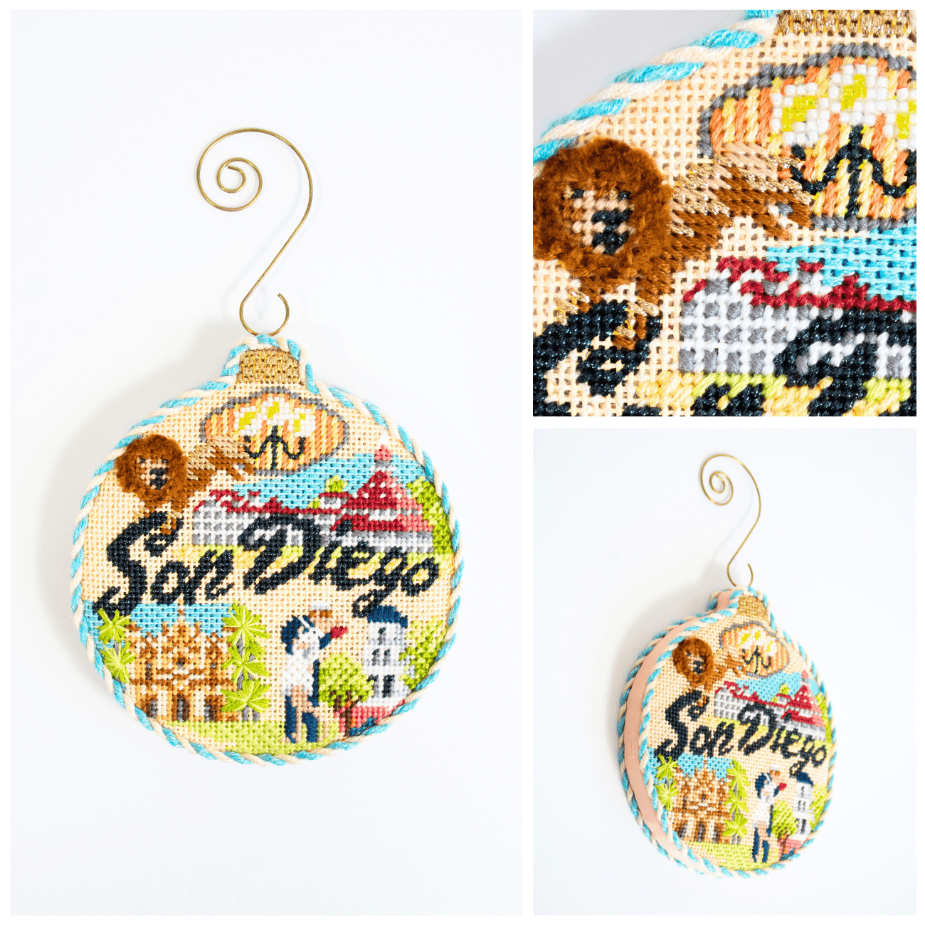 Travel Round   San Diego with Stitch Guide Painted Canvas Kirk & Bradley  - 3