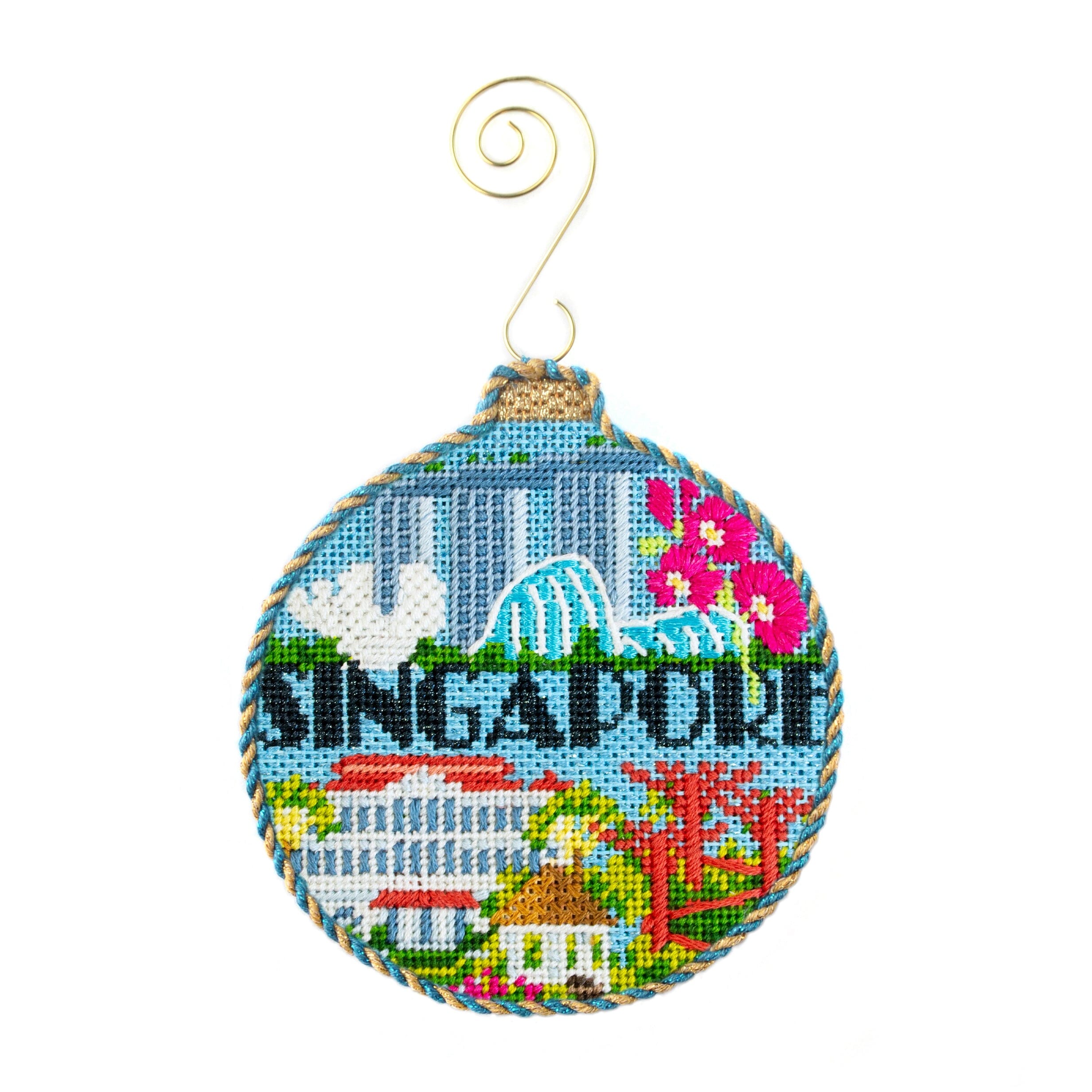 Travel Round   Singapore with Stitch Guide Painted Canvas Kirk & Bradley 
