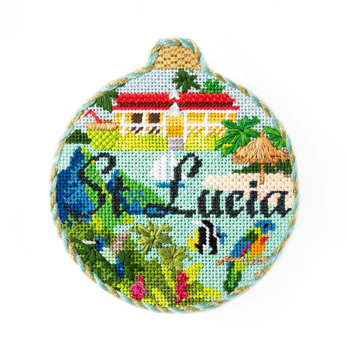 Travel Round   St. Lucia with Stitch Guide Printed Canvas Kirk & Bradley  - 2