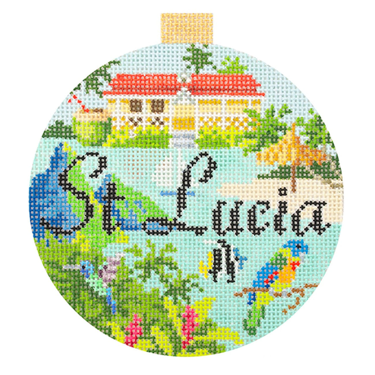 Travel Round   St. Lucia with Stitch Guide Printed Canvas Kirk & Bradley  - 1