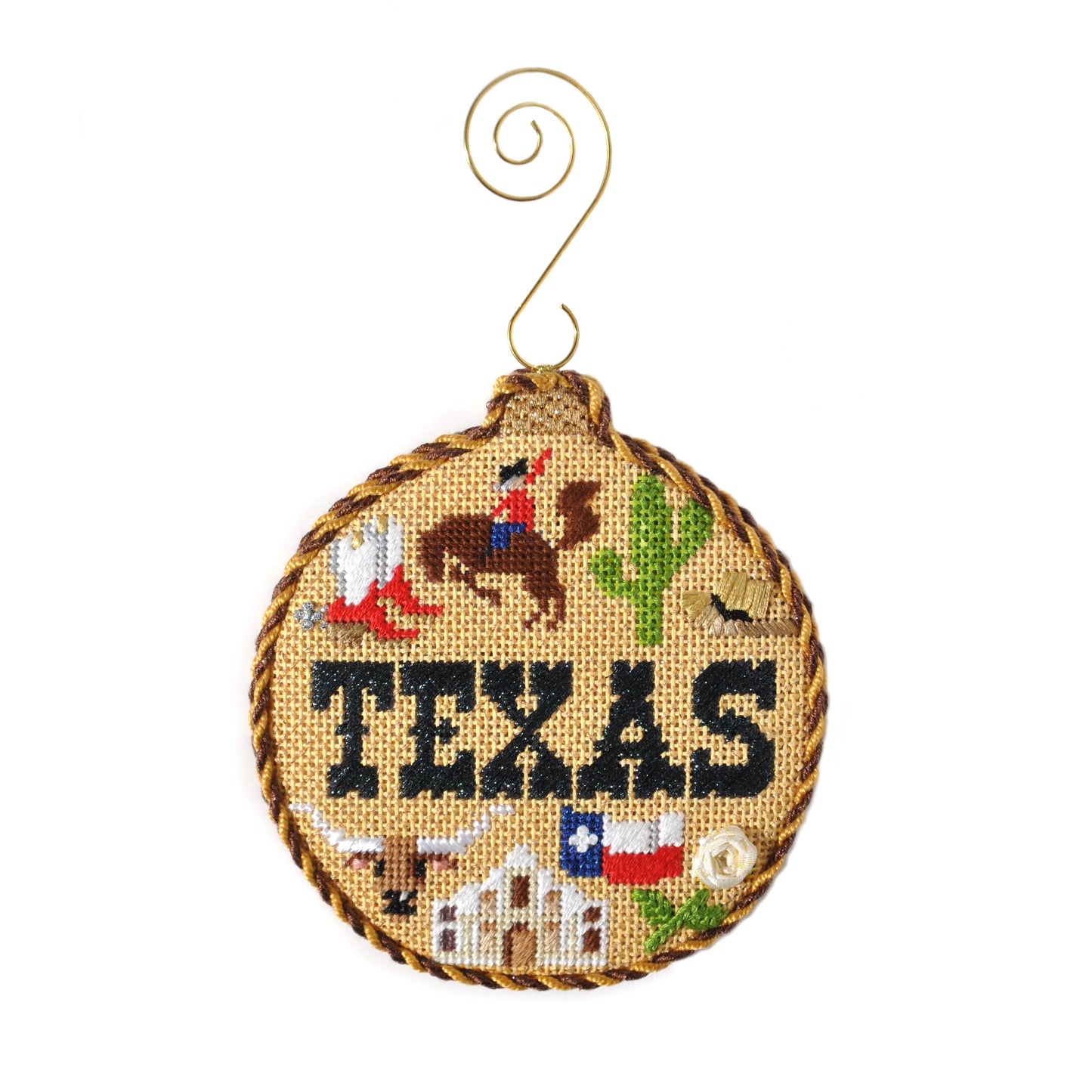 Travel Round - Texas with Stitch Guide Painted Canvas Kirk & Bradley 