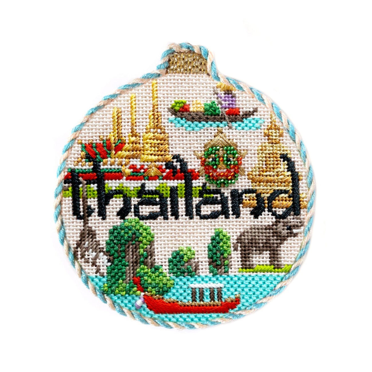 Travel Round   Thailand with Stitch Guide Painted Canvas Kirk & Bradley  - 2