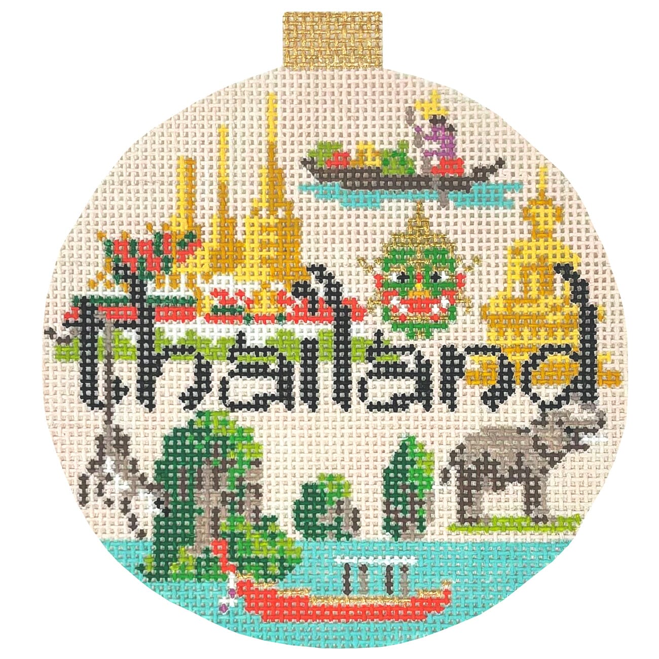 Travel Round   Thailand with Stitch Guide Painted Canvas Kirk & Bradley 
