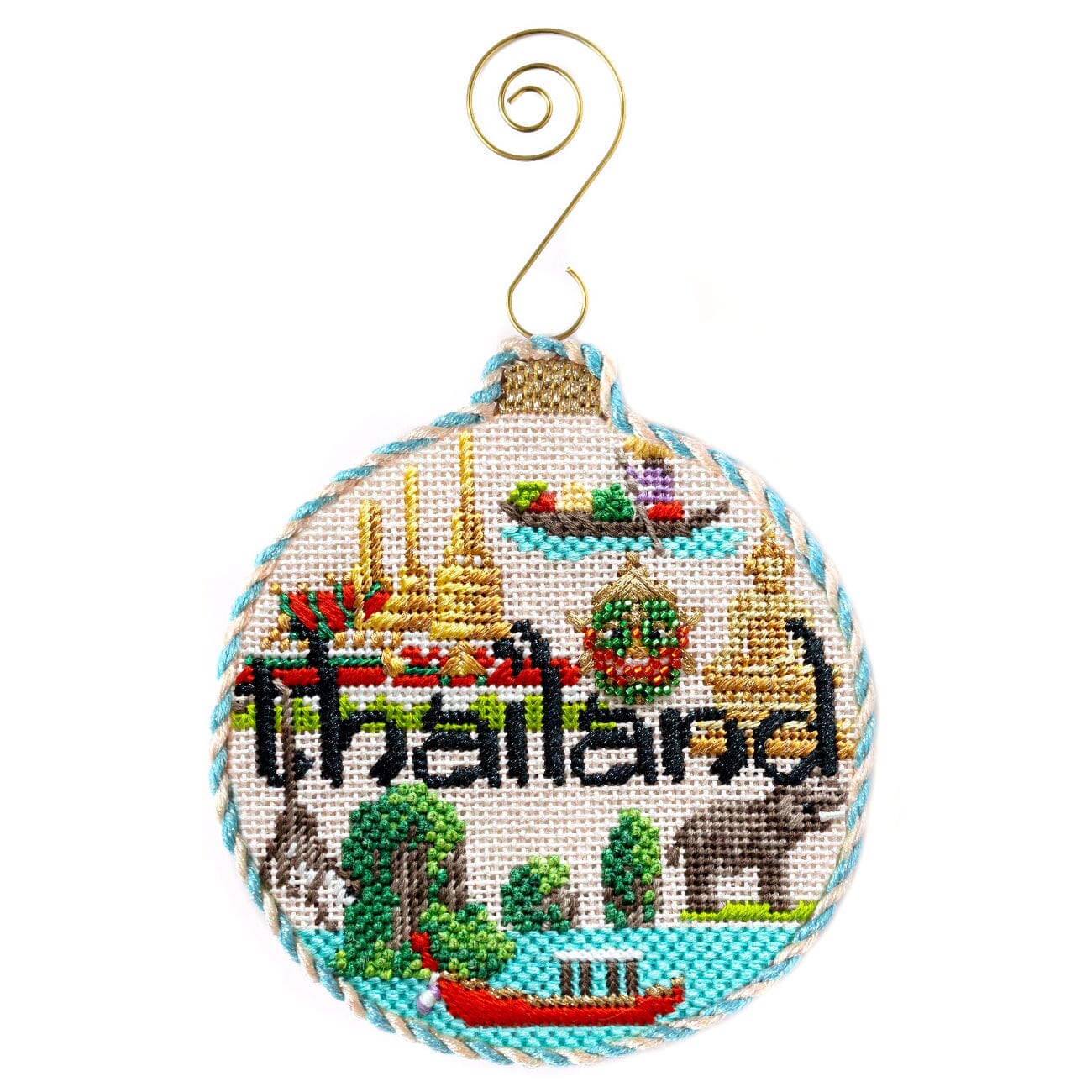 Travel Round   Thailand with Stitch Guide Painted Canvas Kirk & Bradley 
