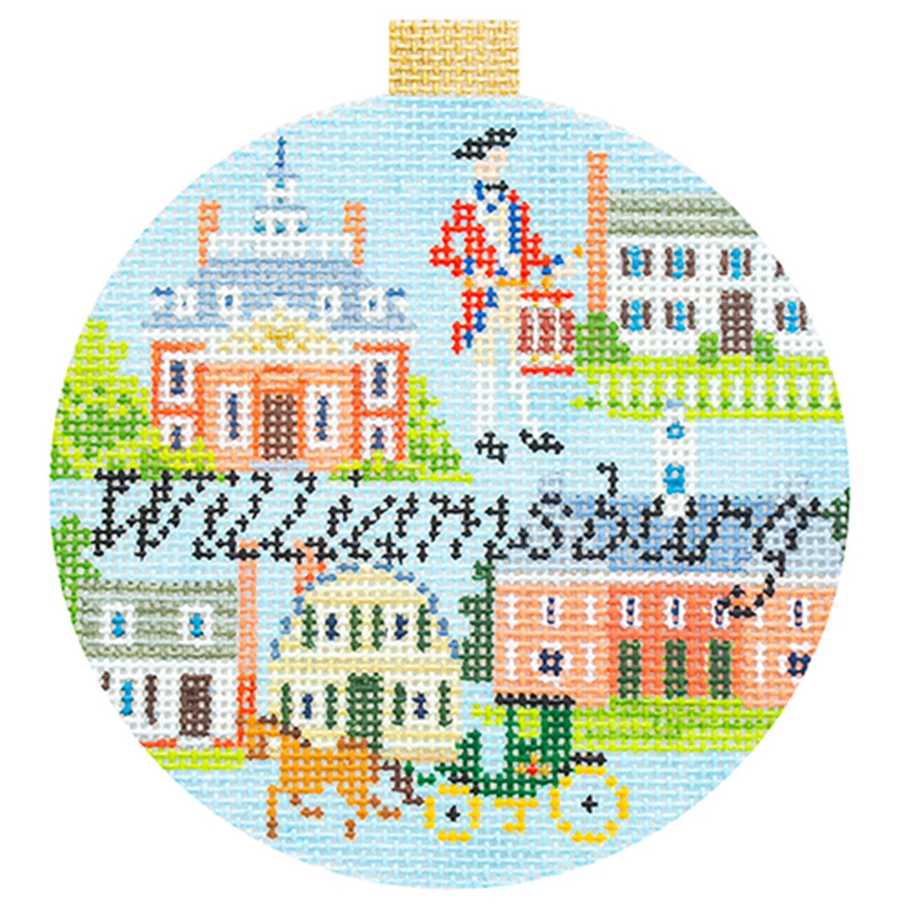 Travel Round   Williamsburg with Stitch Guide Printed Canvas Kirk & Bradley  - 1