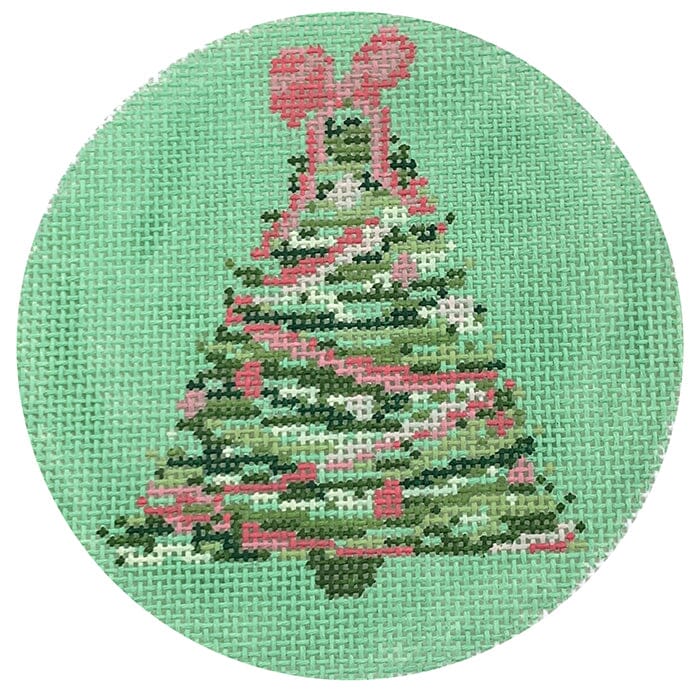 Tree Ornament   Green Painted Canvas NDLPT Designs  - 1