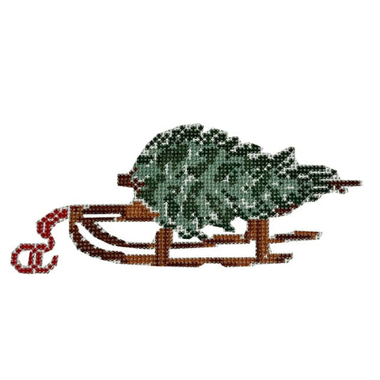 Tree Sled Painted Canvas Walker's Needlepoint 