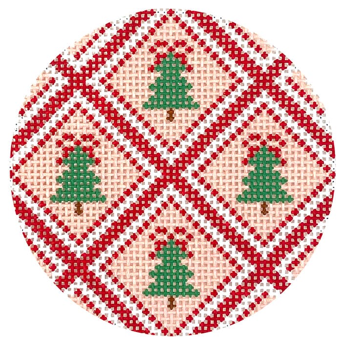 Tree Trellis Round Painted Canvas Goodpoint Needlepoint 
