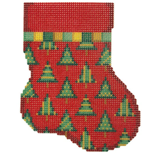 Trees Repeat Mini Sock Printed Canvas Two Sisters Needlepoint 