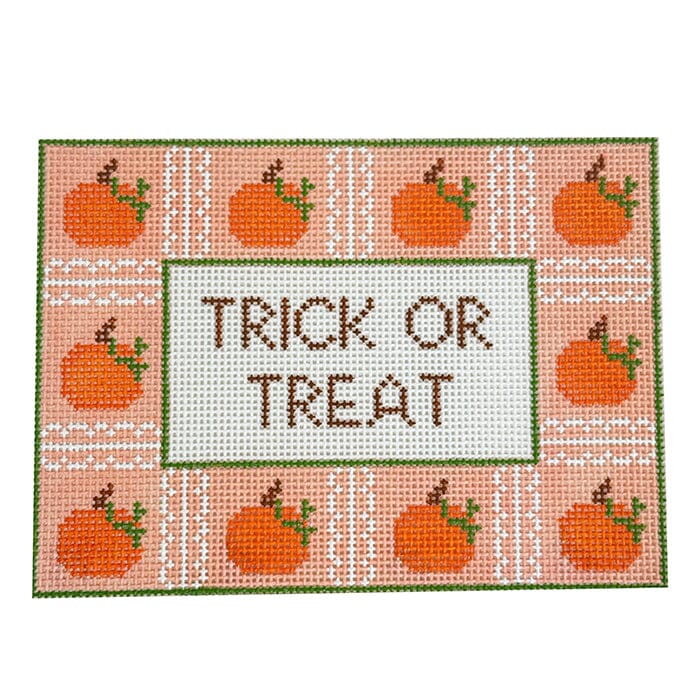 Trick or Treat Pumpkin Border Painted Canvas Goodpoint Needlepoint 