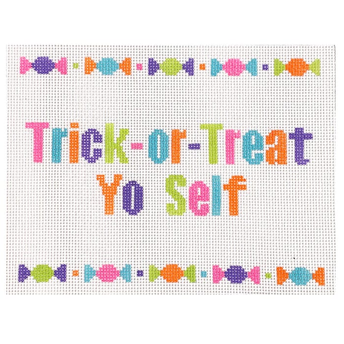Trick or Treat Yo Self Painted Canvas Stitch Rock Designs  - 1