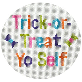 Trick or Treat Yo Self Round Painted Canvas Stitch Rock Designs 
