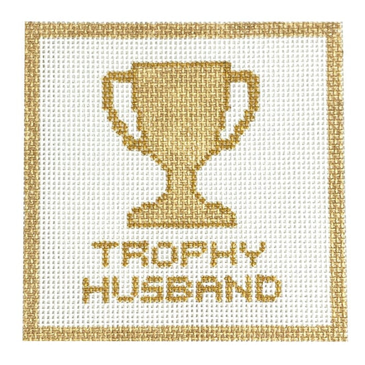 Trophy Husband Gold Square Painted Canvas Initial K Studio 