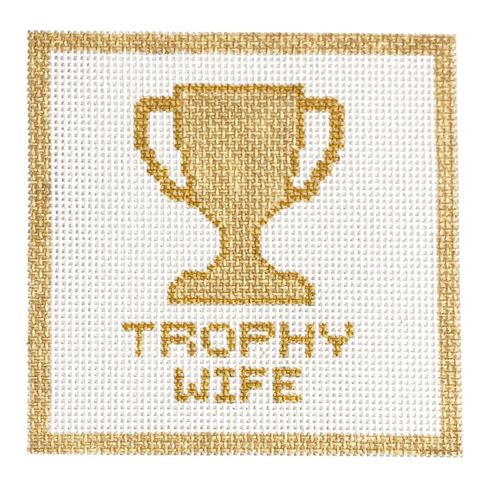 Trophy Wife Gold Square Painted Canvas Initial K Studio  - 1