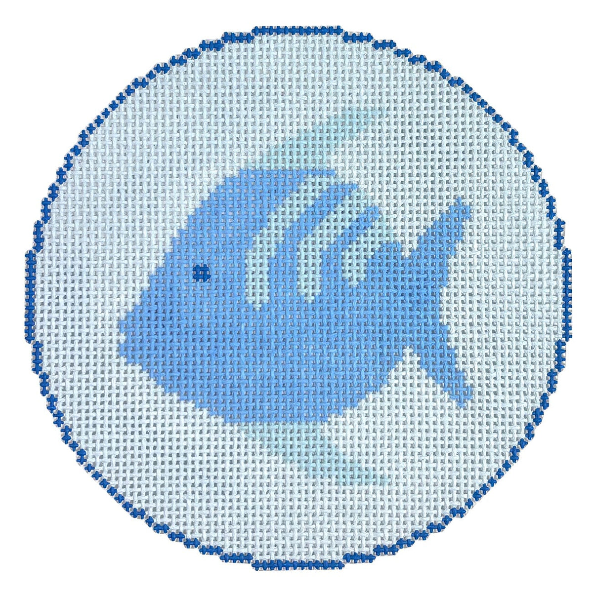 Tropical Fish Round Painted Canvas Atlantic Blue Canvas  - 1