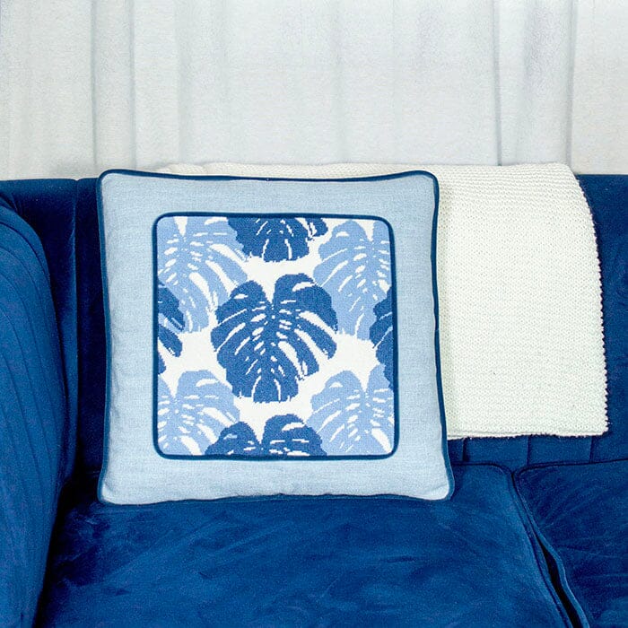 Tropical Leaf Kit - Blue | Needlepoint.Com
