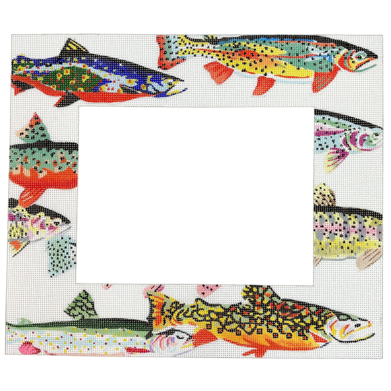 Trout Frame Painted Canvas Waterweave 
