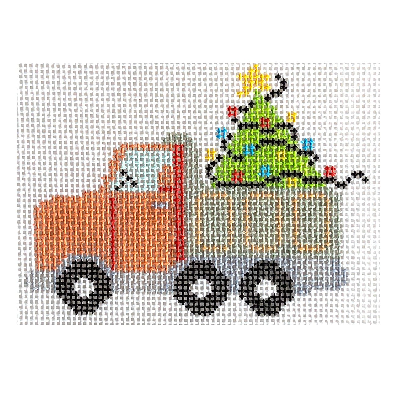 Truck and Christmas Tree Painted Canvas Walker's Needlepoint  - 1
