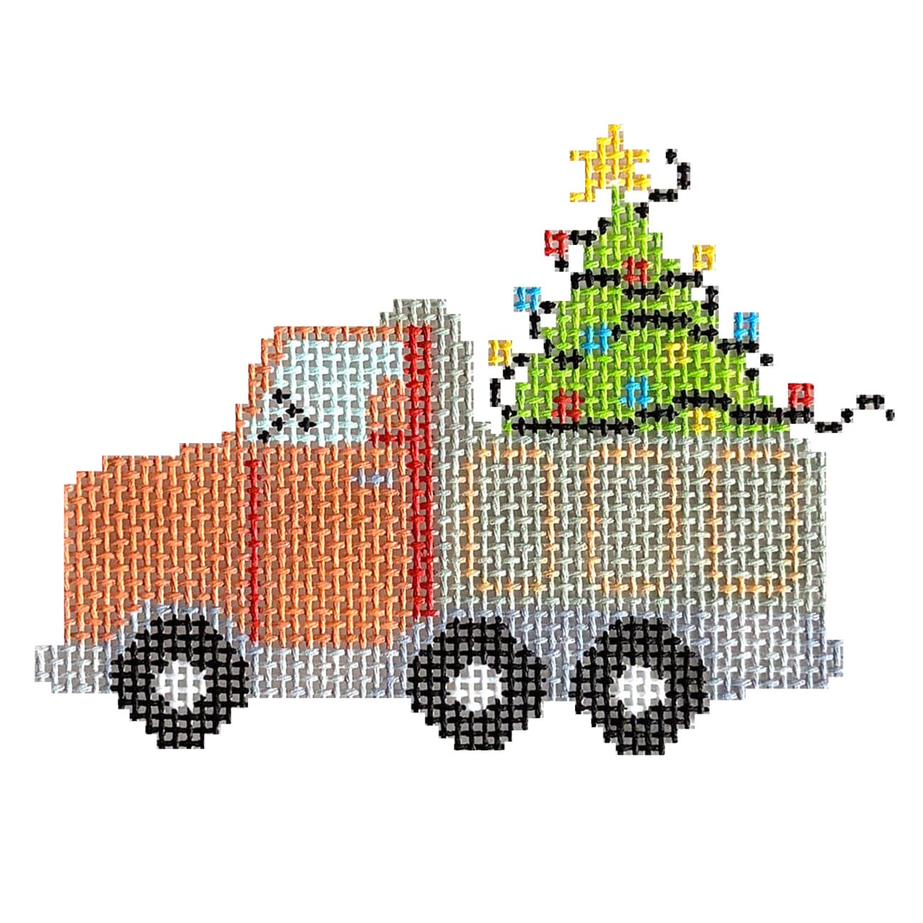 Truck and Christmas Tree Painted Canvas Walker's Needlepoint  - 1