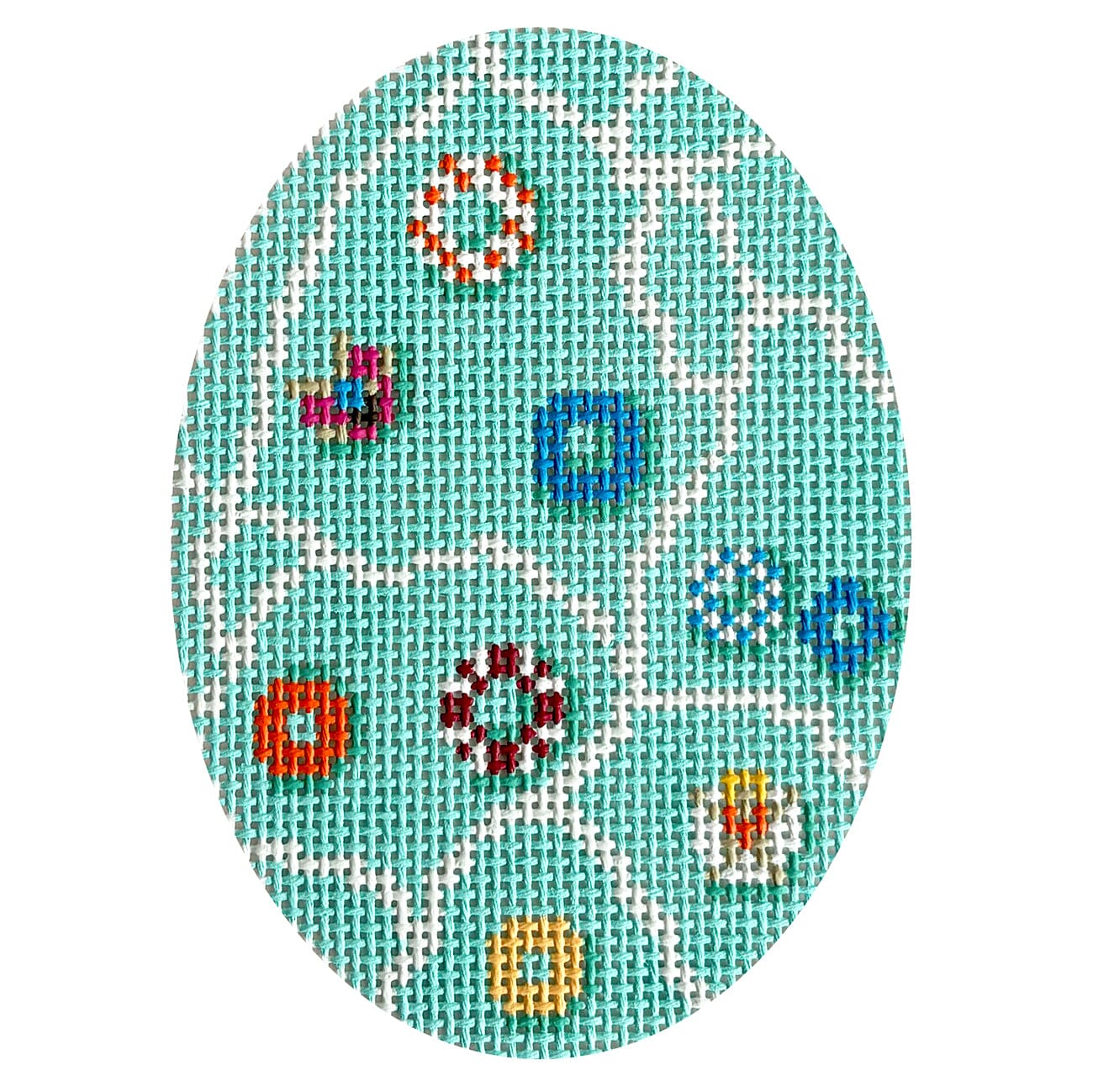 Tubes from Above Oval Painted Canvas Atlantic Blue Canvas  - 1