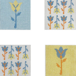 Tulip Coasters Painted Canvas Mopsey Designs 
