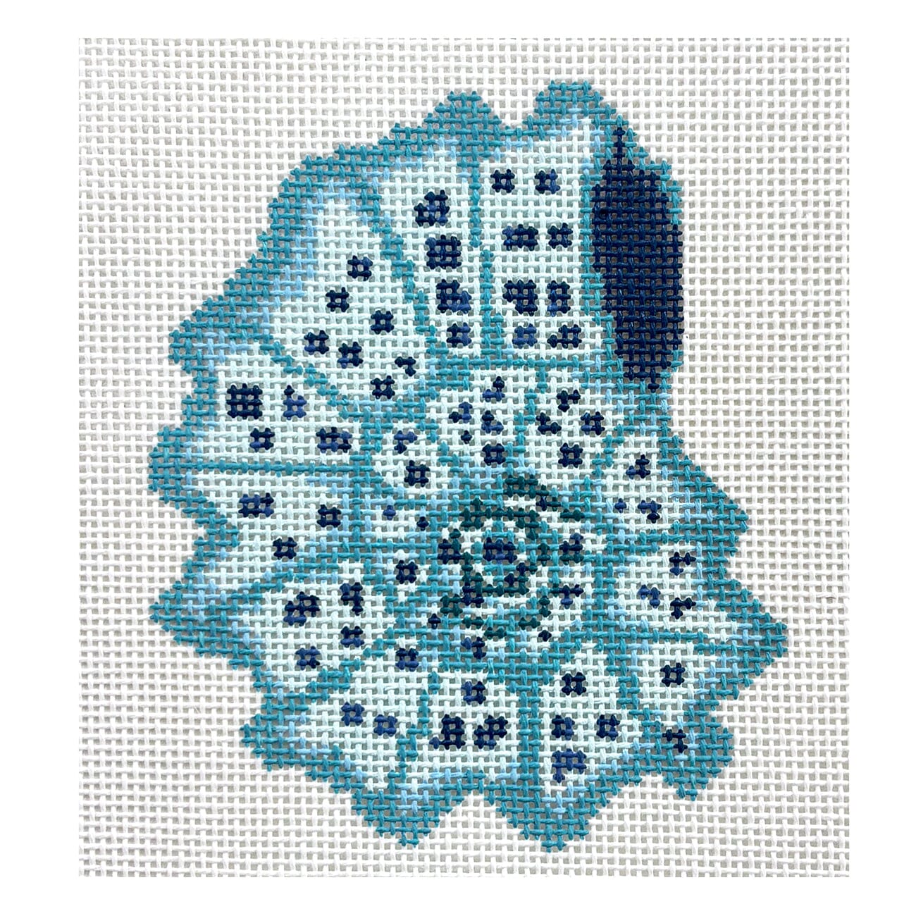 Turquoise Button Shell Painted Canvas Ann Kaye Studio  - 1