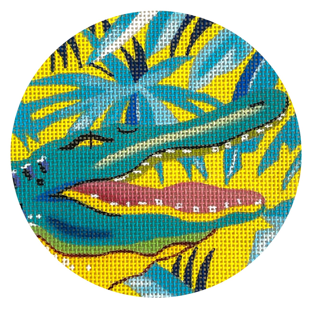 Turquoise Gator 4" Round Painted Canvas Colors of Praise 
