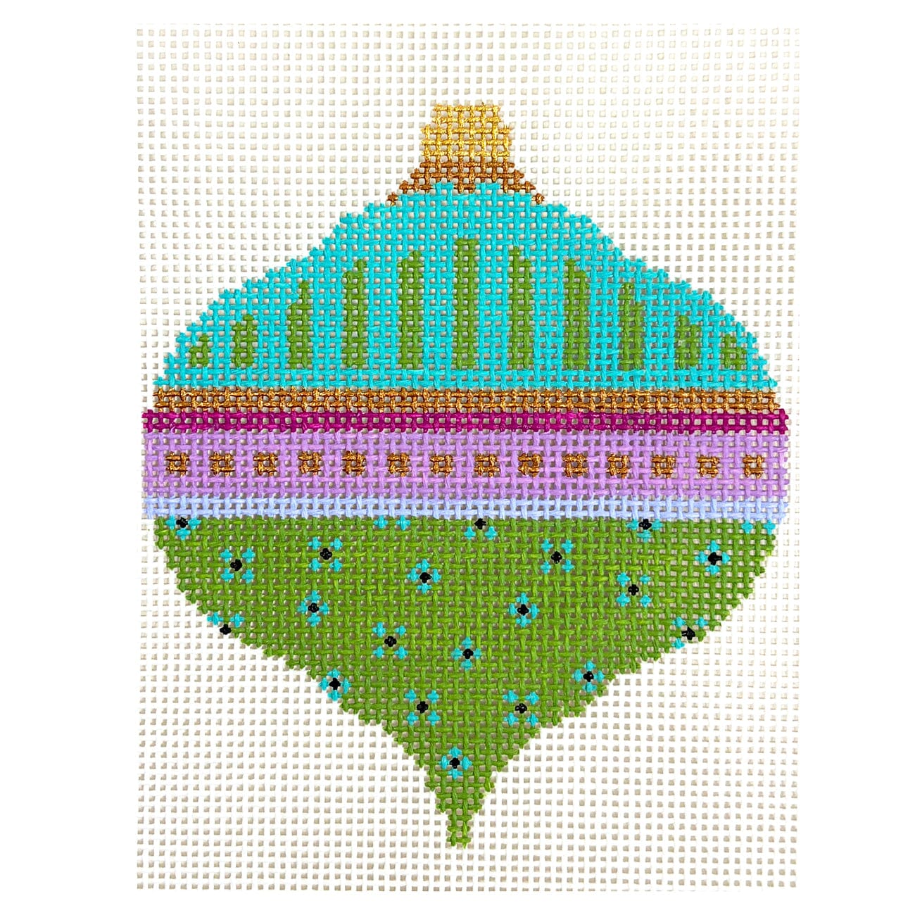 Turquoise Teardrop Bauble Painted Canvas Elizabeth Crane Swartz Designs  - 1