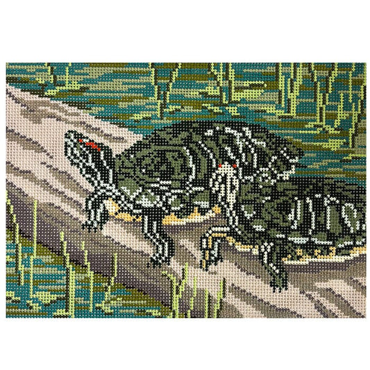 Turtle Pond on 13 Painted Canvas Needle Crossings 