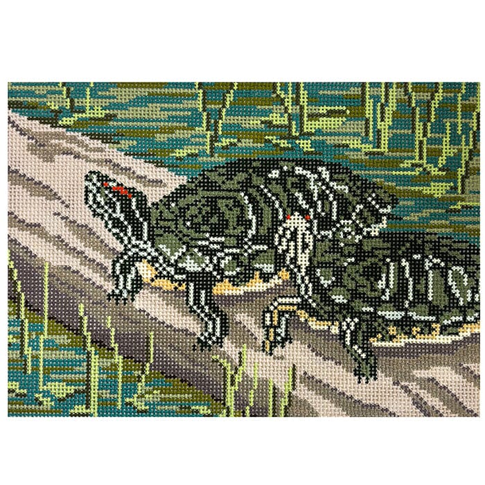 Turtle Pond on 13 Painted Canvas Needle Crossings 

