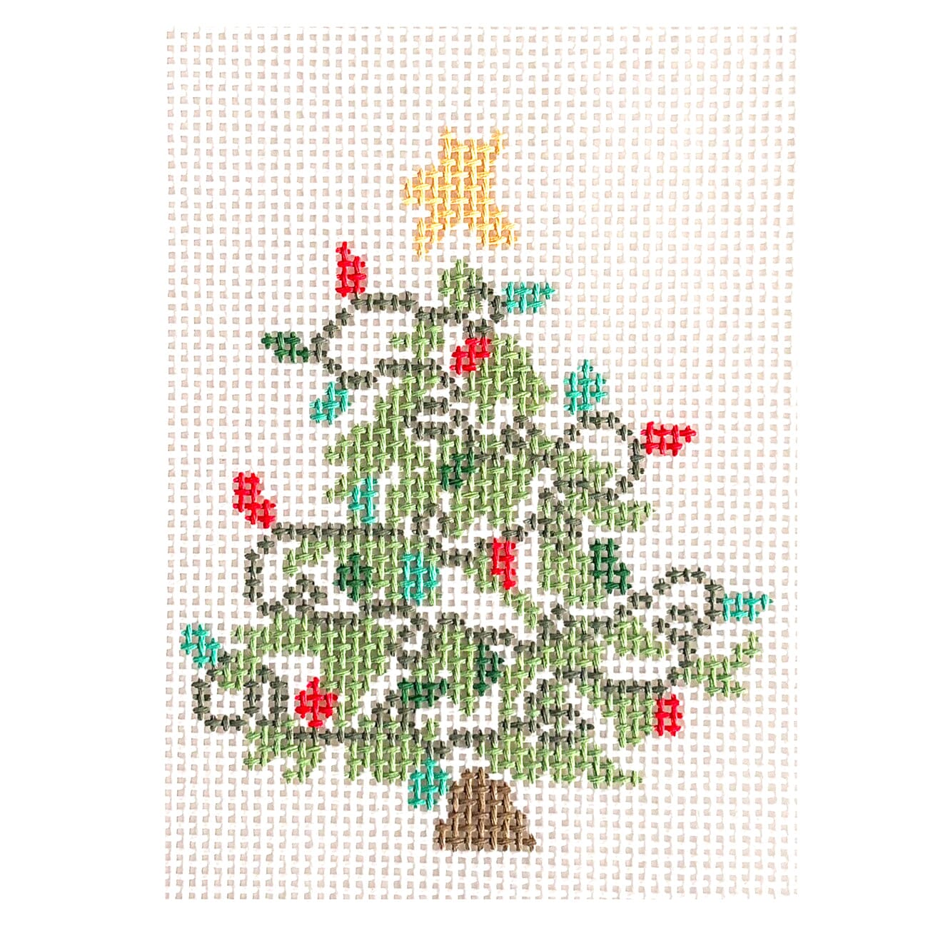 Twinkle Lights Christmas Tree Painted Canvas Walker's Needlepoint  - 1
