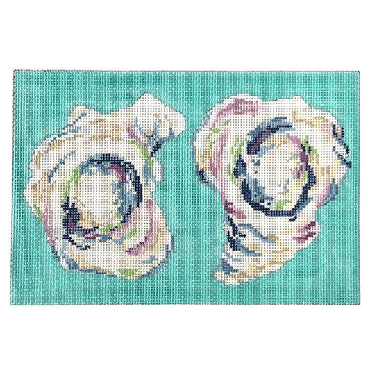Two Oysters Clutch on Aqua Painted Canvas Associated Talents 
