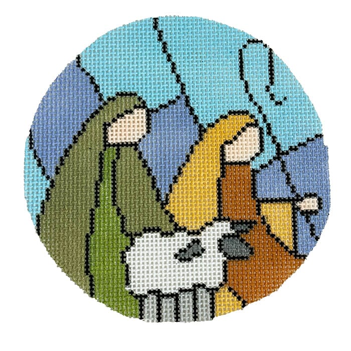 Two Shepherds Ornament Painted Canvas Jessica Tongel Designs  - 1
