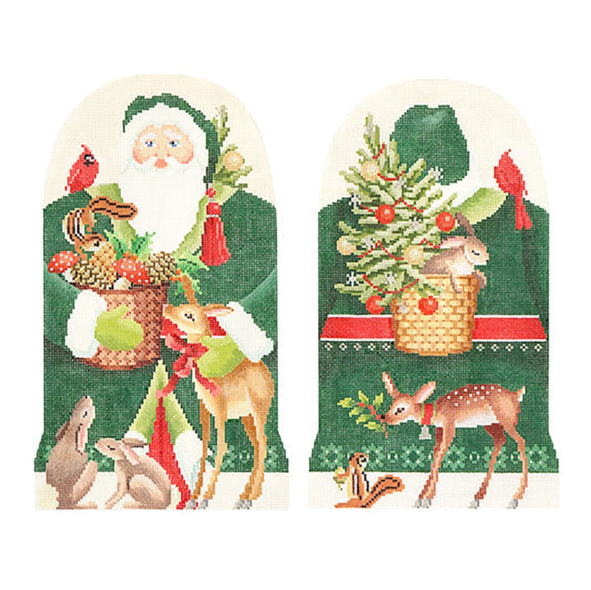 Two Sided Forest Friends Father Christmas Painted Canvas Kirk & Bradley  - 1