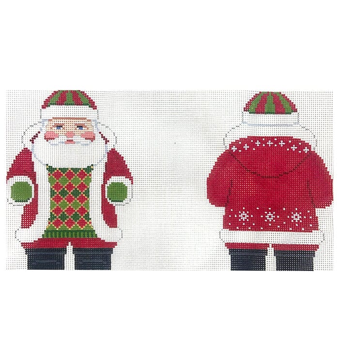 Two Sided Snowflake Red Jacket Santa   13M Painted Canvas Susan Roberts Needlepoint Designs Inc. 
