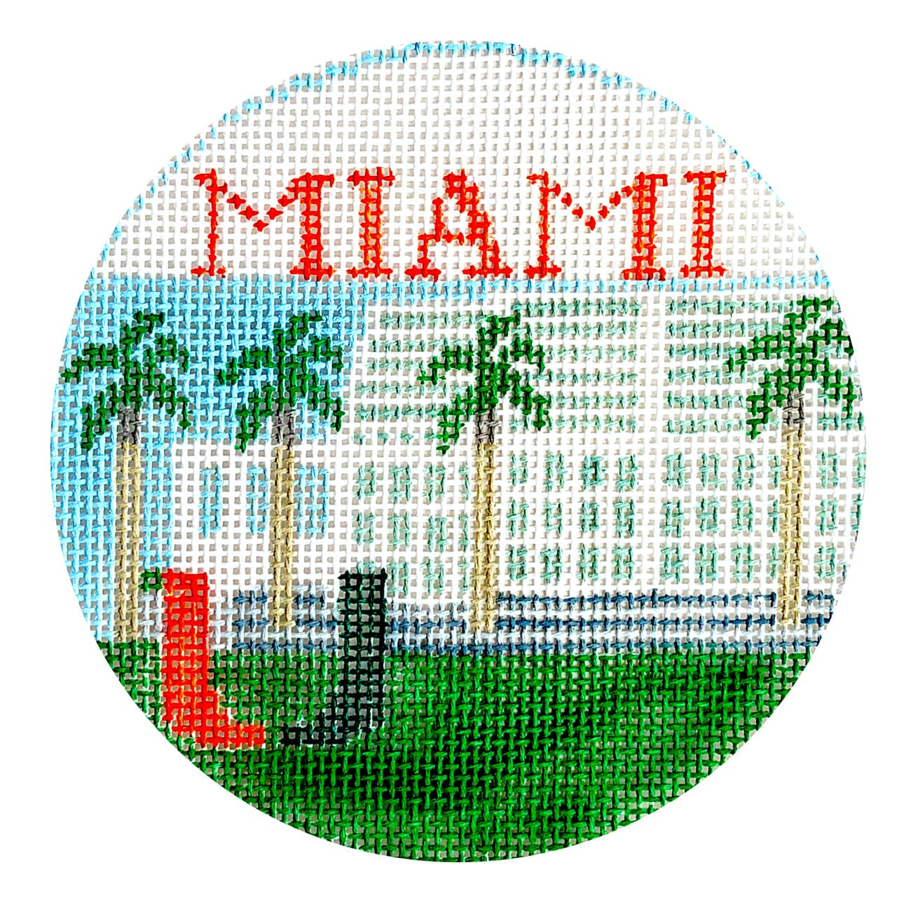 U of Miami Round   Student Center Painted Canvas Kathy Schenkel Designs  - 1
