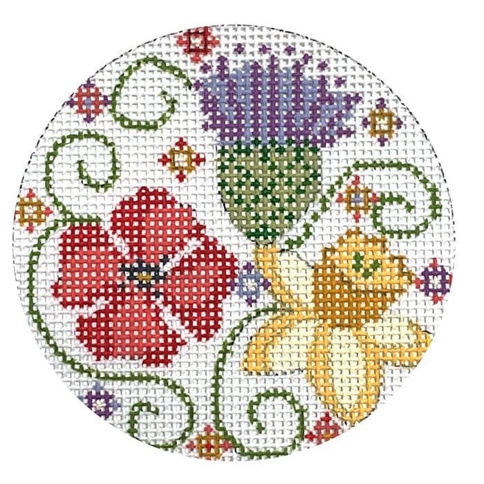 UK Floral Round Painted Canvas Danji Designs  - 1