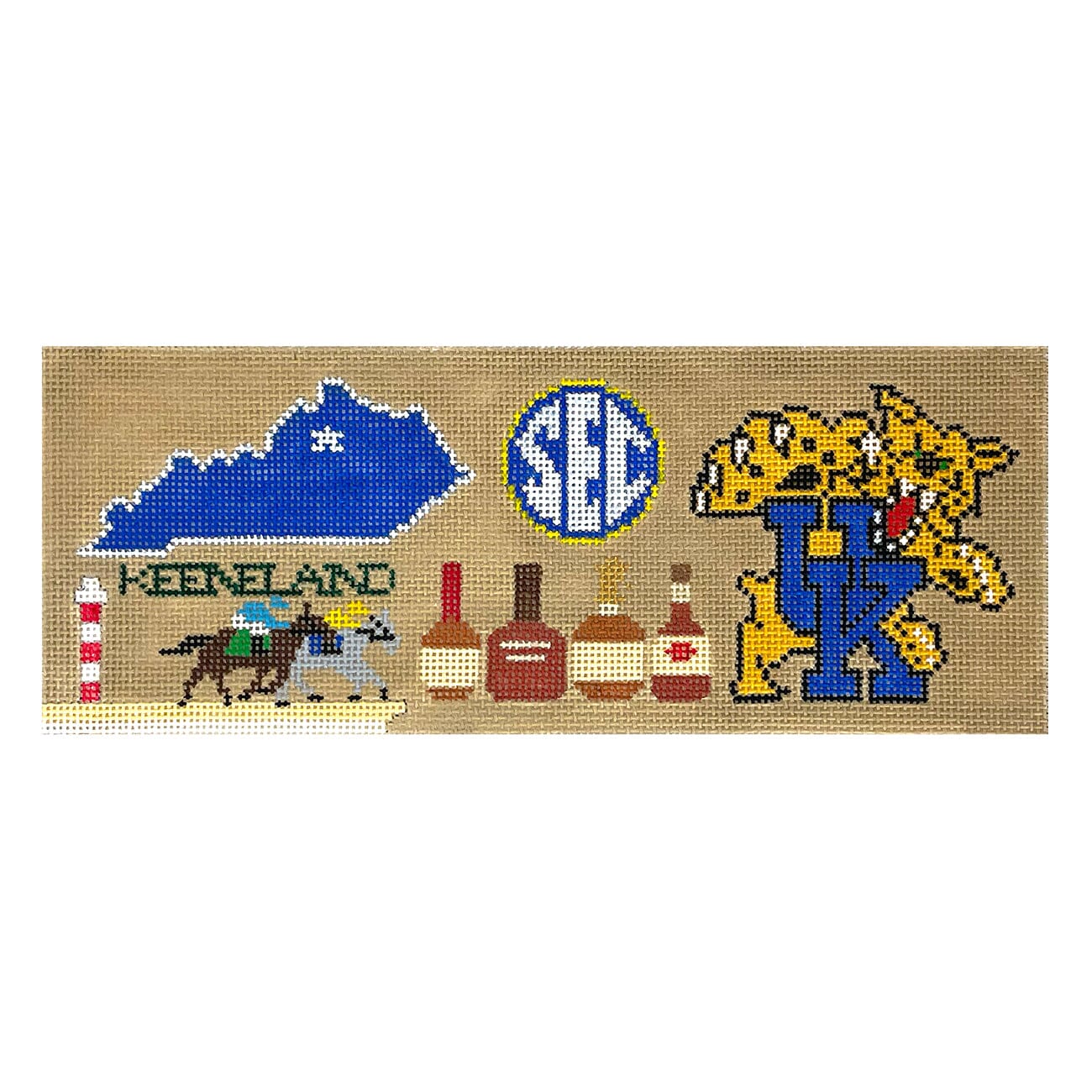UK Wildcat Rectangle Painted Canvas Elm Tree Needlepoint  - 1