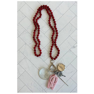 UP UP Chatelaine Gemstones Necklace   Berry Cherry Accessories Victoria Whitson Needlepoint 
