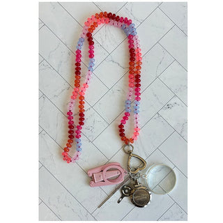 UP UP Chatelaine Gemstones Necklace   Multi Pez Pink Picnic Accessories Victoria Whitson Needlepoint 
